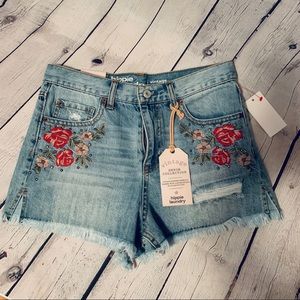 Embroidered jean shorts